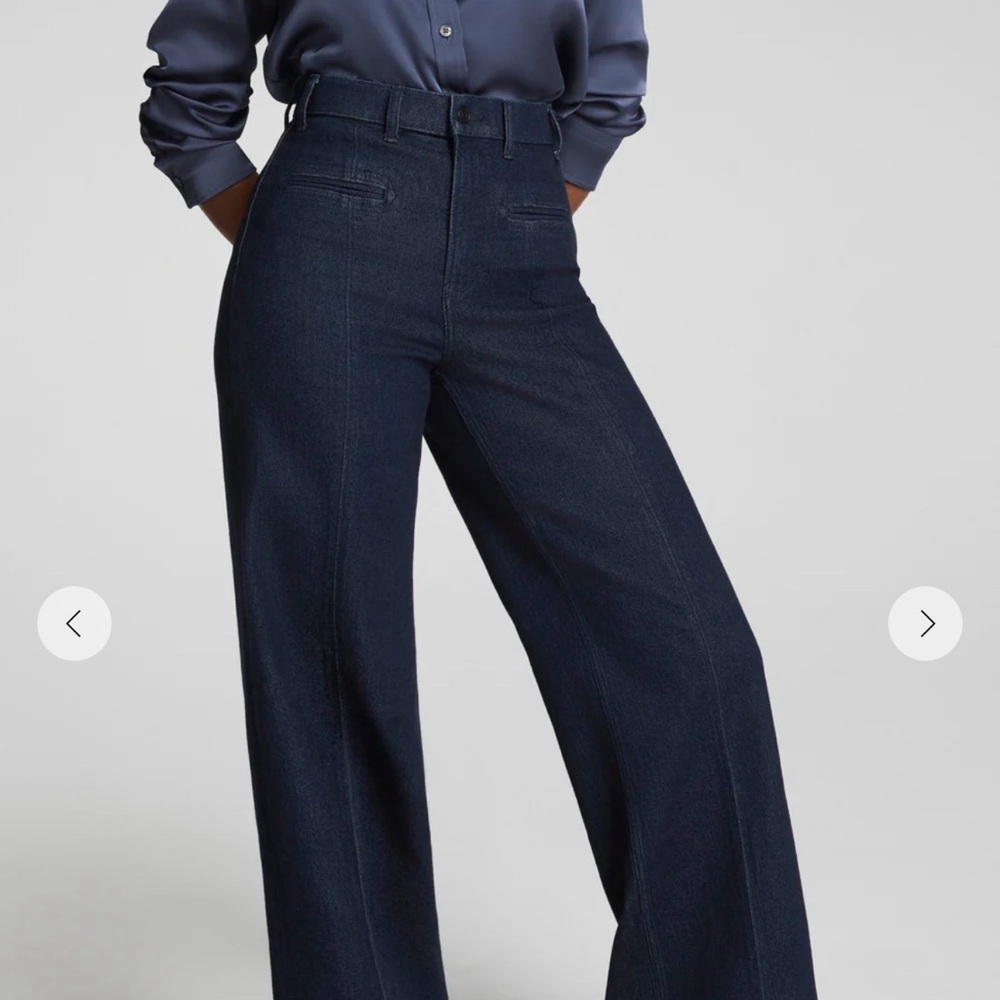 SPANX Dark Indigo High-Rise Wide-Leg Jeans